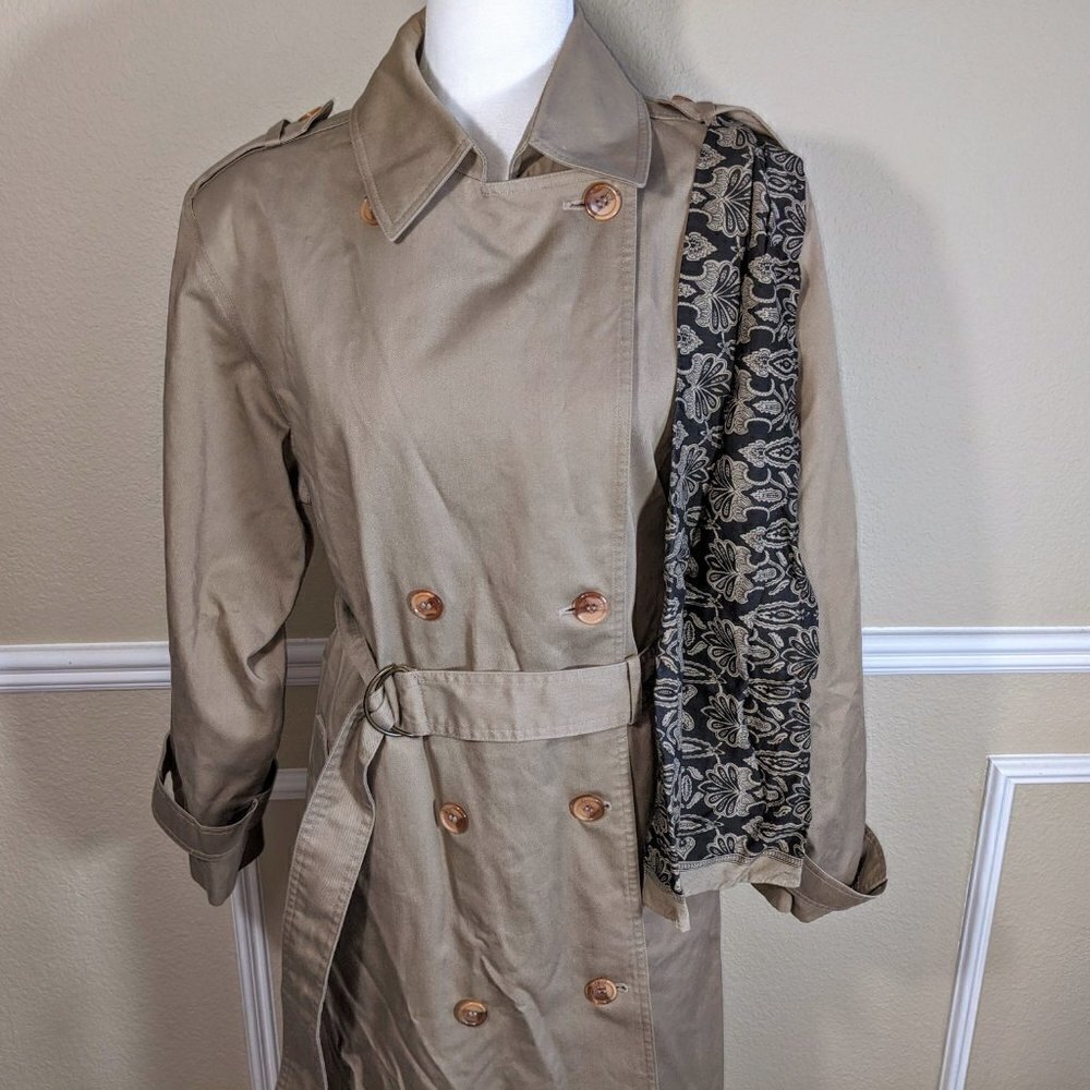 Taupe Double Breasted Trench Coat by Misty Harbor